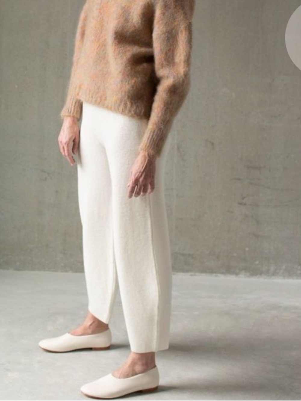 Russ Chalk White Knit Jogger Pants